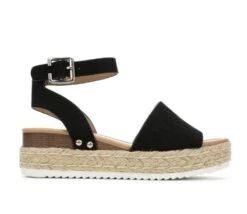 Topic Platform Espadrille Wedge Sandal -Selected Fashion Shoes Store 23498 BLCK l